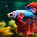 pez betta rojo azul en primer plano